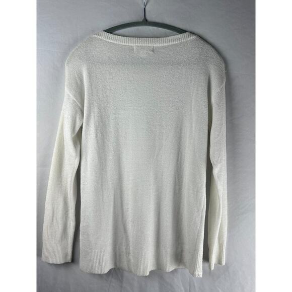 BAREFOOT DREAMS Cozychic Ultra Lite White Nylon Sweater top Casual Comfort XS - Picture 2 of 4